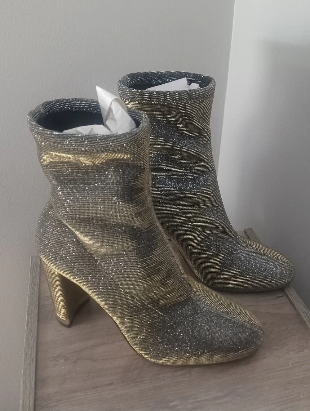 Michael Kors Mettalic Mesh Heeled Boots Sz 7